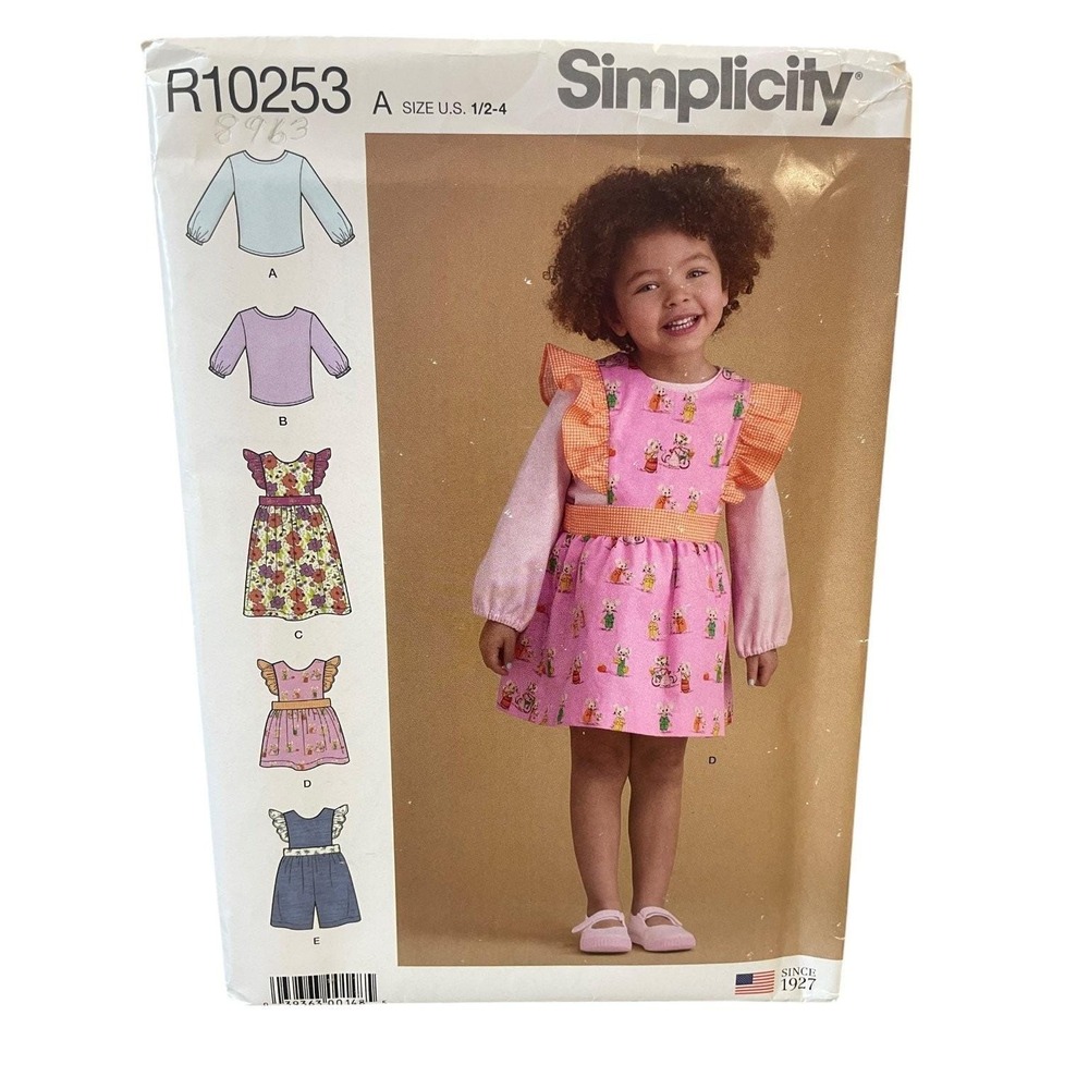 Simplicity R10253 Toddlers Dress Jumper Jumpsuit Size 1/2-4 Uncut
